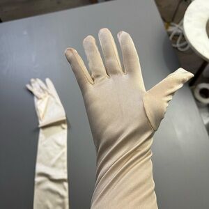 Elegant Cream Satin Gloves long, above elbow